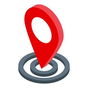 Red gps pin pointing location on target icon Illustrazione stock