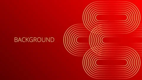 Red gradient abstract background with gold rounded line design Stock Illustration