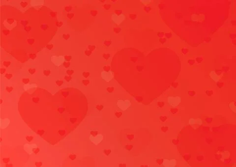Red gradient background with bokeh hearts, Valentine's day greetings Stock Illustration