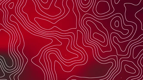 Red gradient background with white contour lines Stock Footage 332154129