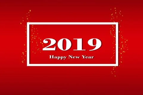 On a red gradient background, a white frame with the number 2019 and an inscr Stock Illustration