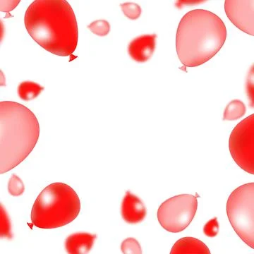 Red gradient blurred balloons different sizes on white background Illustrazione stock