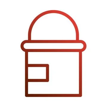 Red Gradient Bucket Icon Simple Line Vector Illustration Stock Illustration
