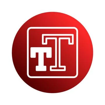 Red gradient circle logo with two T letters inside a square for text illust.. Stock Illustration