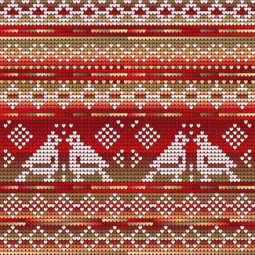 Red Gradient Colors Pattern of Christmas Knitting イラスト素材