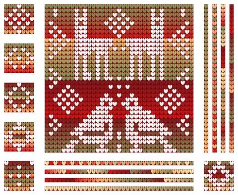 Red Gradient Colors Pattern Elements of Christmas Sweater Illustrazione stock