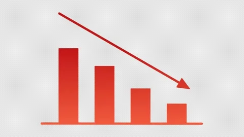 Red gradient declining bar charts showing downfall in business. Stock Footage 236238684