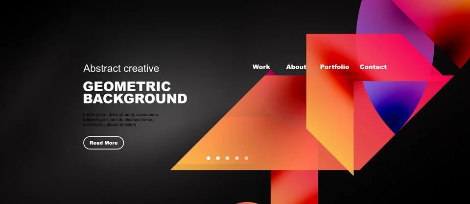 Red gradient geometric shapes web page template, panoramic vector background Stock Illustration
