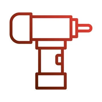 Red gradient line art of power drill tool icon Ilustração Stock