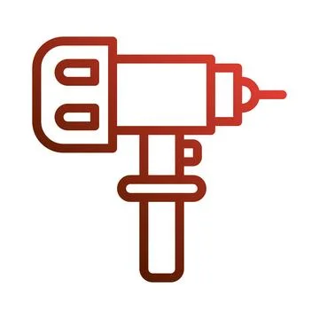 Red gradient line art vector of a power drill tool Ilustração Stock