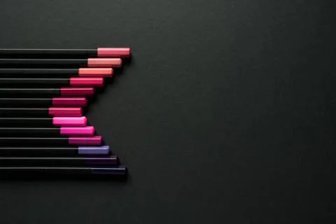 Red gradient of pencils on black background Fotos Stock