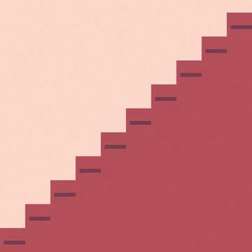 Red gradient steps illustration ascending upward on light background Stock Illustration