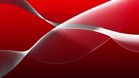 Red gradient wave ribbons motion background with silver highlights, cinematic s Stock Footage 340499070