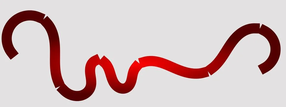 Red gradient wavy line, crimson flowing curve, abstract fire stroke Stock-Illustration