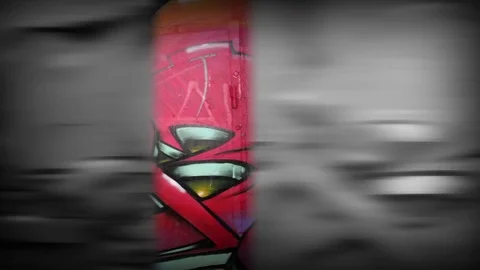 Red Graffiti in a Tunnel Stock-Footage 84273974