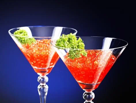 Red granular caviar Stock Photos