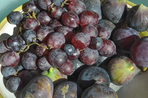 Red grape and fig fruit food Foto stock