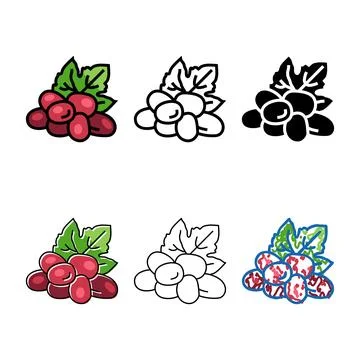 Red grape forms wine color icon vector Stock Illustration