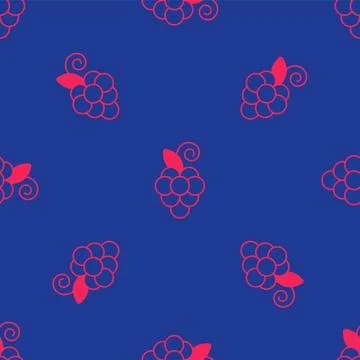 Red Grape fruit icon isolated seamless pattern on blue background. Vector Illustrazione stock