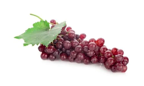 Red grape with leaf isolated on white background Foto stock