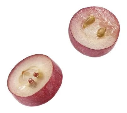 Red grape slices isolated on white background Stock Photos