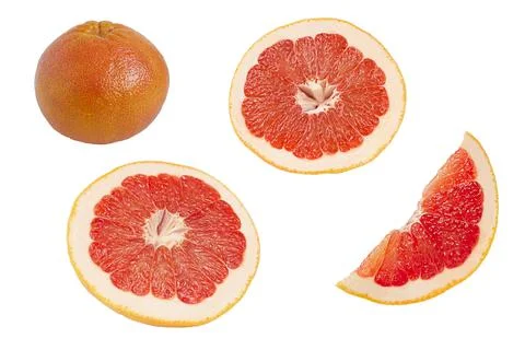 Red grapefruit isolated on a white background. Ripe citrus fruits. Stock Photos
