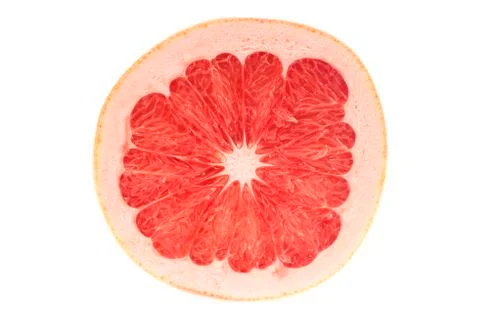 Red Grapefruit Portion On White Foto stock