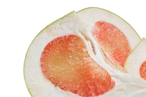 Red grapefruit section, Pomelo closeup. clipping path Stock Photos