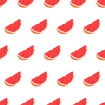 Red grapefruit slice seamless pattern. Stock Illustration