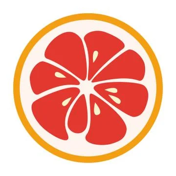Red grapefruit stylish  icon. Juicy fruit logo Stock Illustration