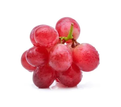 Red grapes and water drops isolated on white background, Stock Photos