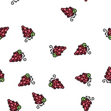 Red grapes bunch vector seamless pattern Stock Illustration