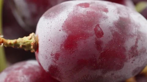 Red grapes extreme macro close up with a rotating camera motion stock footage Stock Footage 328701361