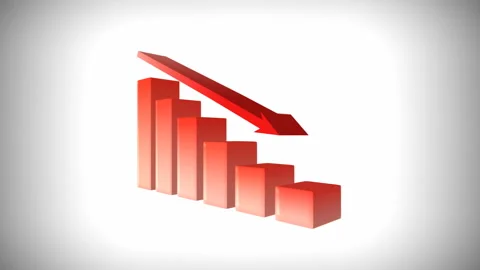 Red graph and arrow falling down. Corporate 3D animation. Financial recession Video stock 282825977