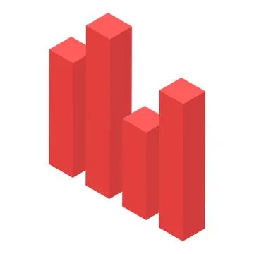 Red graph bar icon, isometric style Stock Illustration