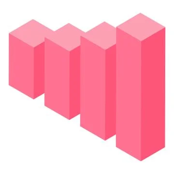 Red graph bars icon, isometric style Stock Illustration