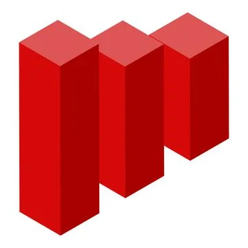 Red graph chart icon, isometric style Stock Illustration