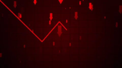 Red graph for financial decline and economic recession with falling arrows 스톡 동영상 337941785