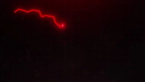 Red graph going down into recession. Stock Market Crash Background Animation Stock Footage 154804199