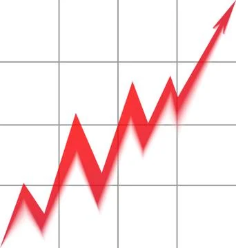Red graph growing right up to the table 스톡 일러스트