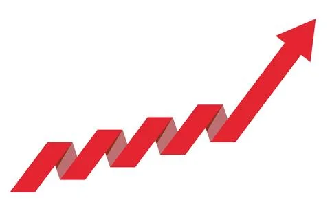 Red graph with increase report. Diagram with rise and gain progress. Vector Stock Illustration