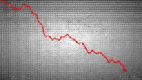 Red Graph moving down on chart as recession or financial crisis 3d animation Stock Footage 129955441