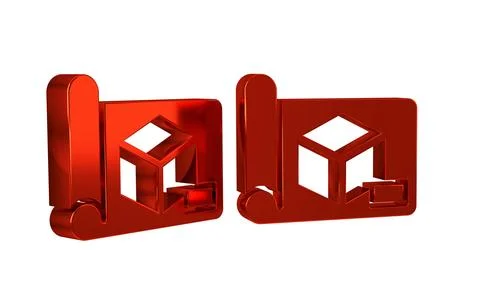 Red Graphing paper for engineering icon isolated on transparent background. Ilustración de archivo