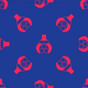 Red Grapple crane grabbed a log icon isolated seamless pattern on blue 스톡 일러스트