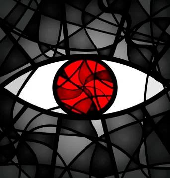Red gray background eye Stock Illustration