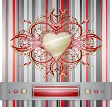 Red - gray background with heart. Stock Illustration