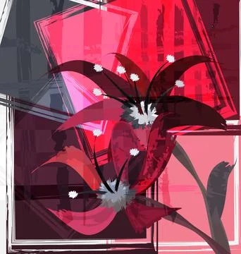 Red gray colored background image abstract image of flowers Stock Illustration