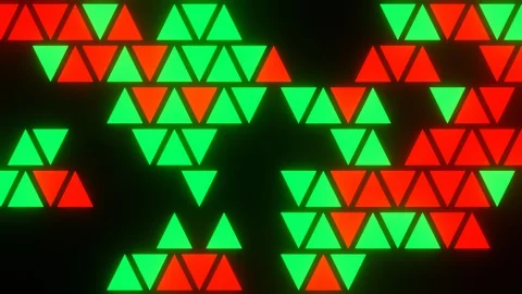 Red Green Abstract Blink or Twinkle Triangle on Black Background in Flatlay View Stock Footage 129128696