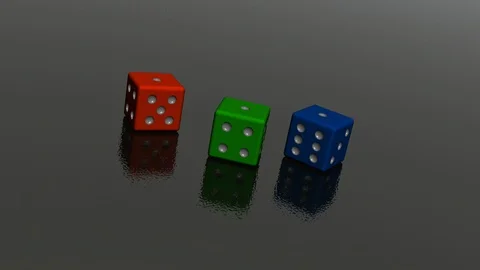 Red, green and blue dices Stock Footage