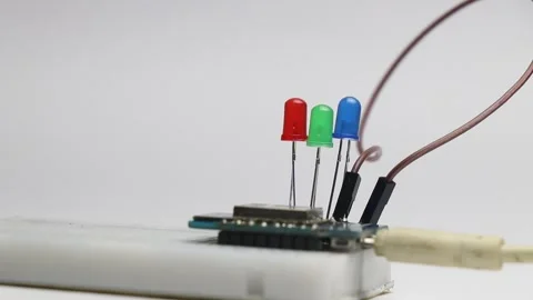 Red, green and blue or RGB led blinking that is connected Stock Footage 327978610